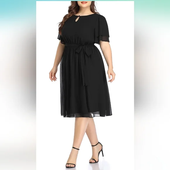 Pinup Fashion Plus Size Litttle Black Dresses Women Wedding Guest Funeral Pinup Fashion Plus Size Litttle Black Dresses Women Wedding Guest Funeral